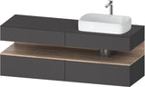 Duravit Qatego Konsolenwaschtischunterbau 1600 mm Weiß Hochglanz mit Eiche Schwarz Nische