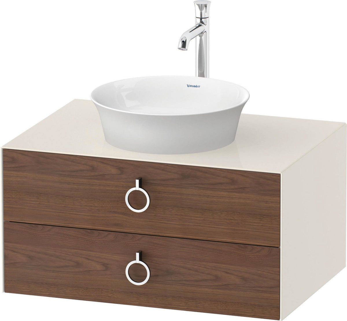 DURAVIT White Tulip Waschtischunterbau 800 mm, wandhängend, 2 Schubkästen, Nussbaum/Taupe Hochglanz