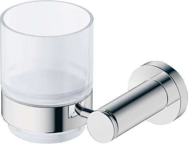 DURAVIT D-Code Glashalter mit Glas links in Chrom – Wandmontage, verchromt, inkl. Befestigungsmaterial