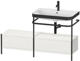 Duravit Waschtischset Happy D.2 Plus 1400x490mm Taupe Supermatt mit Hahnloch und Metallkonsole