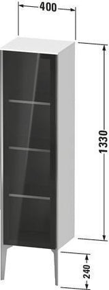 DURAVIT XViu Halbhochschrank mit Glastür 1330 mm, rechts, champagner matt/weiß matt
