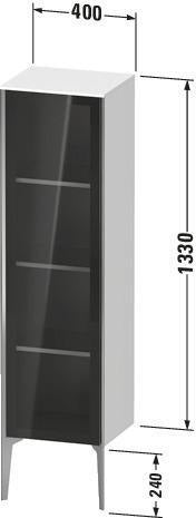 DURAVIT XViu Halbhochschrank 1330 mm Glasfront seidenglänzend flannel grey rechts – Push-Open & Soft-Close