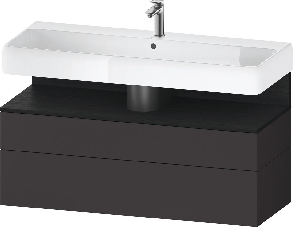 Duravit Qatego Waschtischunterbau 1190 mm – Weiß Matt mit Eiche Schwarz Nische, 1 Auszug, LED