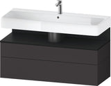 Duravit Qatego Waschtischunterbau 1190 mm – Weiß Matt mit Eiche Schwarz Nische, 1 Auszug, LED