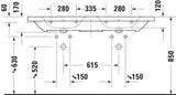 DURAVIT DuraStyle Doppelwaschtisch 1400 mm mit Überlauf und je 1 Hahnloch, weiß