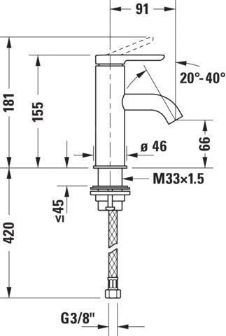 Duravit C.1 Einhebel-Waschtischmischer 91 mm Schwarz Matt – Ohne Zugstange