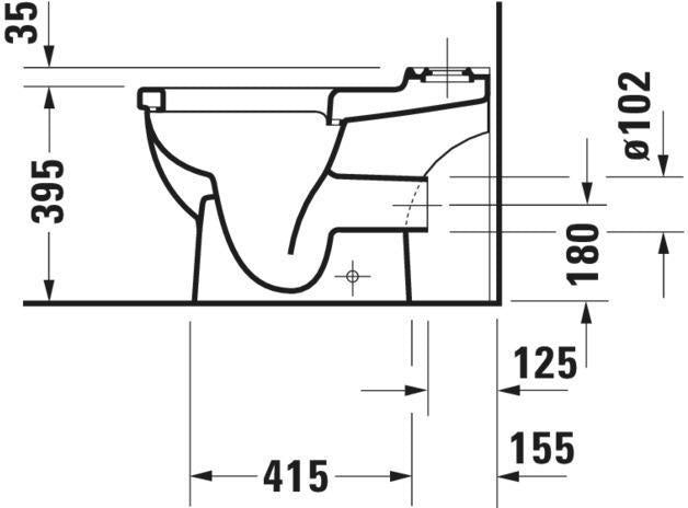DURAVIT Stand-WC Starck 3 Tiefspüler 655 mm weiß, für Aufsatz-Spülkasten