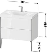 Duravit XViu Möbelwaschtischset 800x480mm mit Unterbau, 2 Auszügen & Viu Waschtisch – Nussbaum Mitte