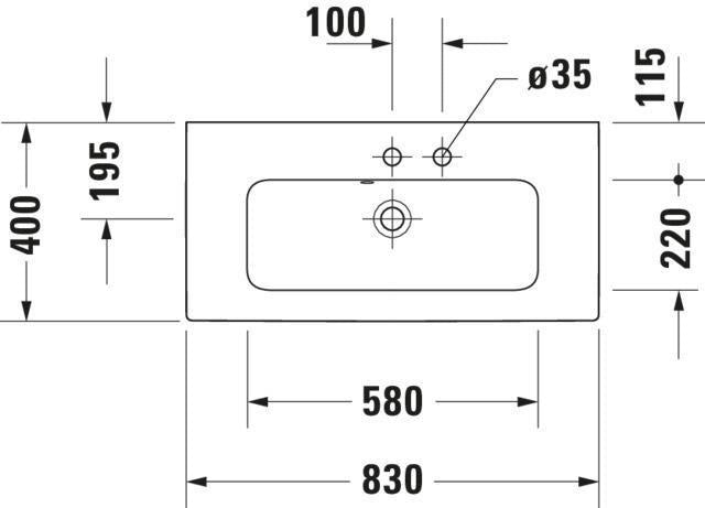 DURAVIT ME by Starck Möbelwaschtisch 830 mm Weiß Seidenmatt mit Überlauf und 1 Hahnloch