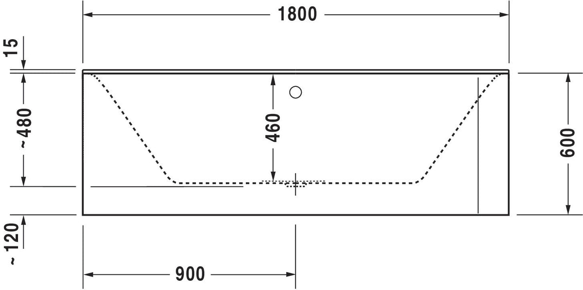 Duravit Badewanne P3 Comforts Ecke links 1800 x 800 mm mit 2 Rückenschrägen, weiß