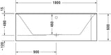 Duravit Badewanne P3 Comforts Ecke links 1800 x 800 mm mit 2 Rückenschrägen, weiß