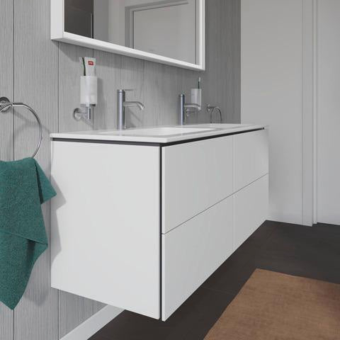 DURAVIT Starck T Zahnputzbecher, Chrom, Akzentfarbe Weiß Matt, 65x98x173 mm, Glas, Messing