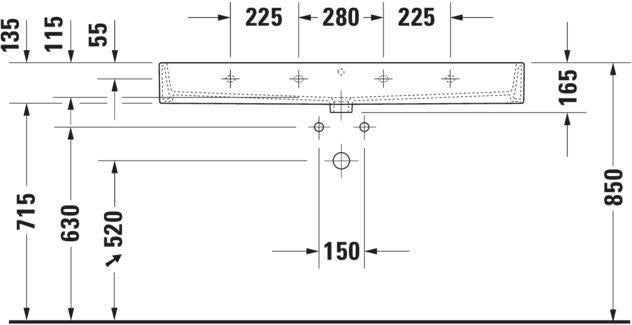 DURAVIT Waschtisch Vero Air 1200 mm mit Hahnlochbank, weiß, 1 Hahnloch mittig