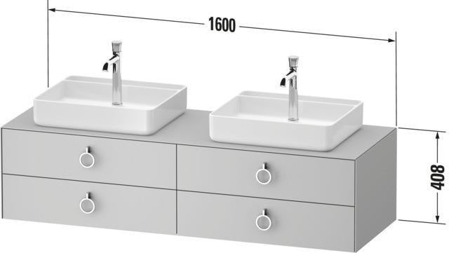 DURAVIT White Tulip Konsolen-Waschtischunterbau 1600 mm, 4 Schubkästen, LED, Philippe Starck