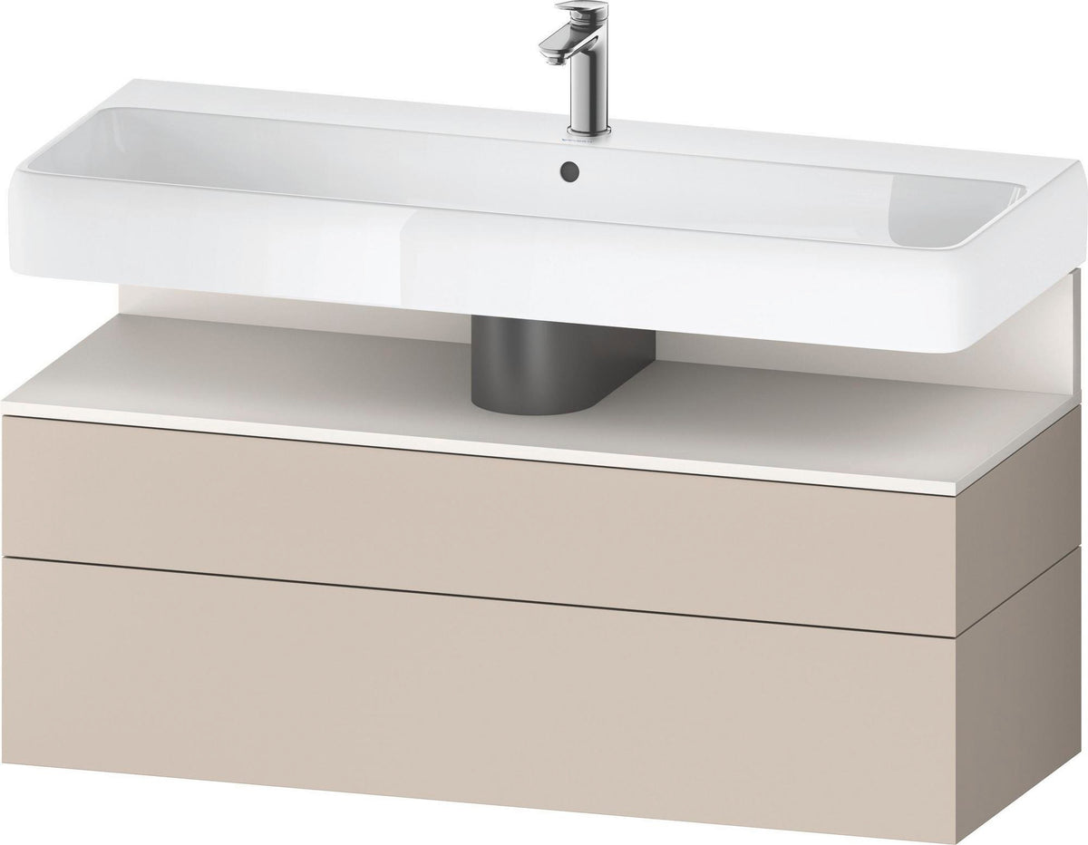 Duravit Qatego Waschtischunterbau 1190 mm – Weiß Matt mit Eiche Schwarz Nische, 1 Auszug, LED
