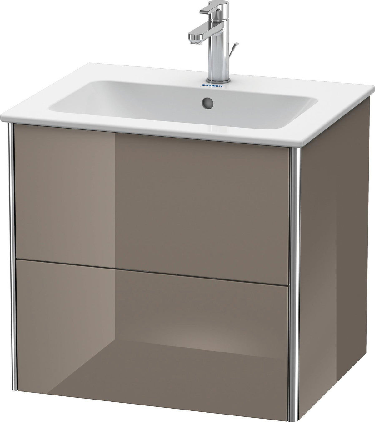 DURAVIT XSquare Waschtischunterbau 610 mm Flannel Grey Hochglanz mit 2 Schubkästen