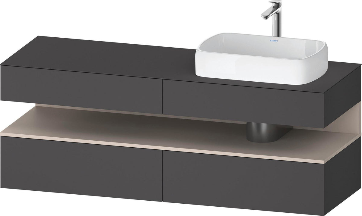 Duravit Qatego Konsolenwaschtischunterbau 1600 mm Weiß Hochglanz mit Eiche Schwarz Nische