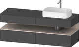 Duravit Qatego Konsolenwaschtischunterbau 1600 mm Weiß Hochglanz mit Eiche Schwarz Nische