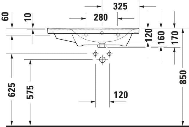Duravit D-Neo Waschtisch 800 mm weiß mit WonderGliss, Becken rechts, Wandmontage