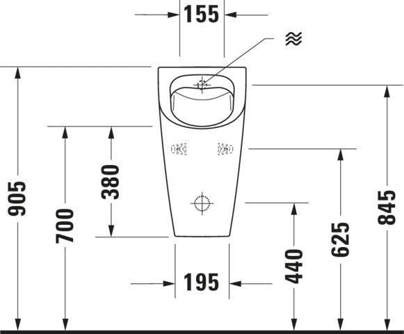 DURAVIT Urinal Soleil by Starck, spülrandlos, weiß, Zulauf hinten, Abgang horizontal