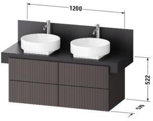 DURAVIT Balcoon Konsolenwaschtischunterbau 1200 mm mit 4 Schubkästen, Tip-on & Soft-Close, Eiche Elfenbein