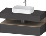 Duravit Qatego Konsolenwaschtischunterbau 1200 mm Weiß Matt mit Eiche Terra Nische und Tip-On Technik