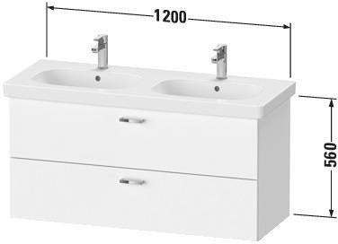 Duravit XBase Waschtischunterbau wandhängend 600 mm, 2 Schubladen, weiß matt – Soft-Close