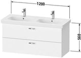 Duravit XBase Waschtischunterbau wandhängend 600 mm, 2 Schubladen, weiß matt – Soft-Close