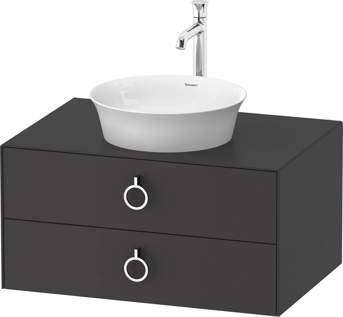 DURAVIT White Tulip Waschtischunterbau 800 mm, 2 Schubkästen, LED, Philippe Starck, weiß seidenmatt