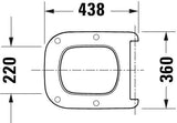 Duravit Univavo WC-Sitz eckig tief 434mm mit Absenkautomatik, abnehmbar, Edelstahl Scharniere, Weiß