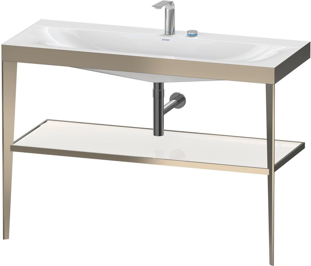 DURAVIT XViu c-bonded Waschtischset 1200 mm in Schwarz Matt mit Metallkonsole und apricot pearl Hochglanz