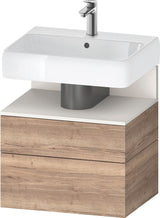 DURAVIT Qatego Waschtischunterbau 590 mm wandhängend, 1 Auszug, weiß Hochglanz, Nische Eiche Schwarz