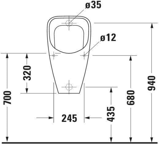 Duravit Design Classics Urinal Dura+ weiß, absaugend, ohne Deckel & Fliege, Zulauf hinten