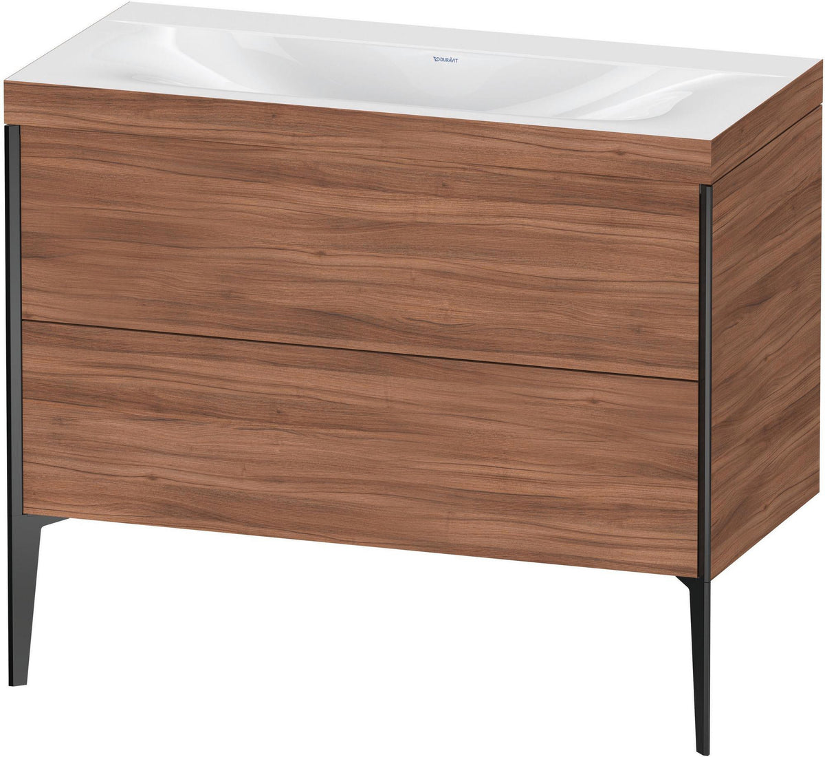 DURAVIT XViu c-bonded Waschtischunterbauset 1000 mm Nussbaum Schwarz Matt 2 Auszüge