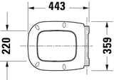 DURAVIT Univavo WC-Sitz eckig tief 443 mm weiß mit Absenkautomatik und Edelstahl-Scharnieren
