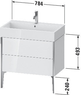 DURAVIT XViu Waschtischunterbau 784 mm mit 2 Auszügen, Ahorn Mitte, Strukturmatte Front