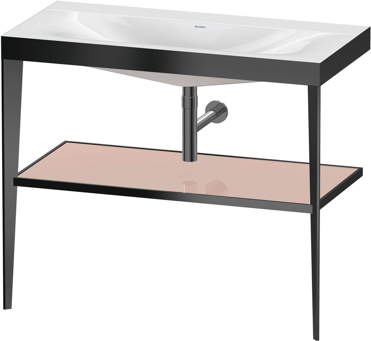 Duravit XViu c-bonded Waschtischset 1000 mm mit Metallkonsole, weiß hochglanz / schwarz matt – inkl. Waschschüssel