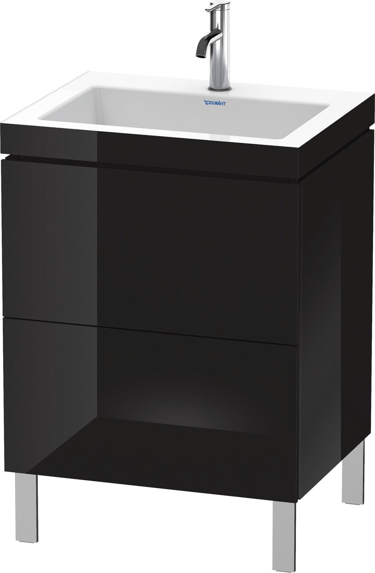 DURAVIT L-Cube c-bonded Waschtischset 698x600x480 mm, 2 Auszüge, Schwarz Hochglanz