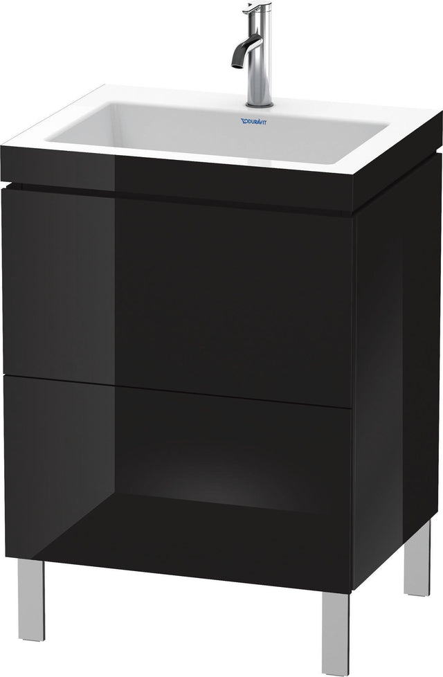 DURAVIT L-Cube c-bonded Waschtischset 698x600x480 mm, 2 Auszüge, Schwarz Hochglanz