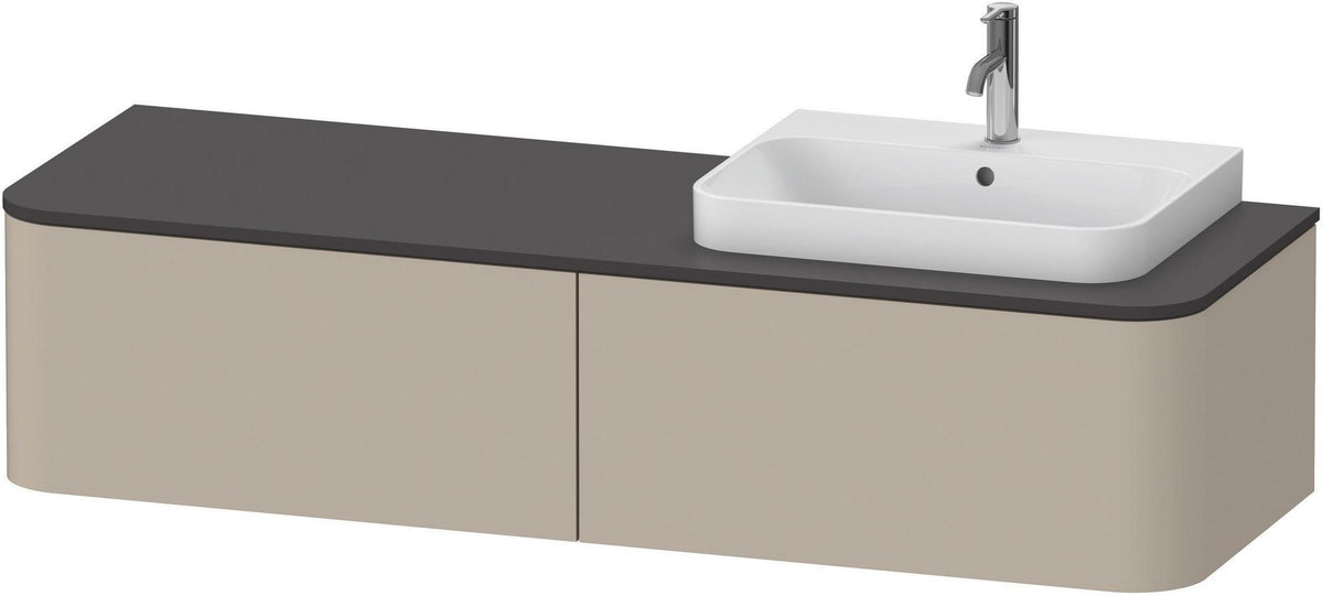 DURAVIT Happy D.2 Konsolenwaschtischunterbau 1600 mm Taupe Supermatt mit 2 Auszügen und Tip-On