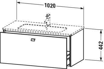 Duravit Brioso Waschtischunterbau 620 mm betongrau matt mit 1 Auszug und Soft-Close