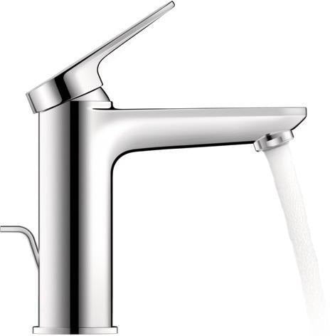 Duravit Wave Einhebel-Waschtischmischer FreshStart mit Zugstange, Chrom – 122 mm Ausladung
