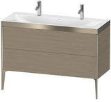 Duravit XViu Möbelwaschtischset 1200 mm Nussbaum Mitte mit Hahnlochbank und Raumsparsiphon