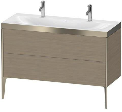 Duravit XViu Möbelwaschtischset 1200 mm Nussbaum Mitte mit Hahnlochbank und Raumsparsiphon