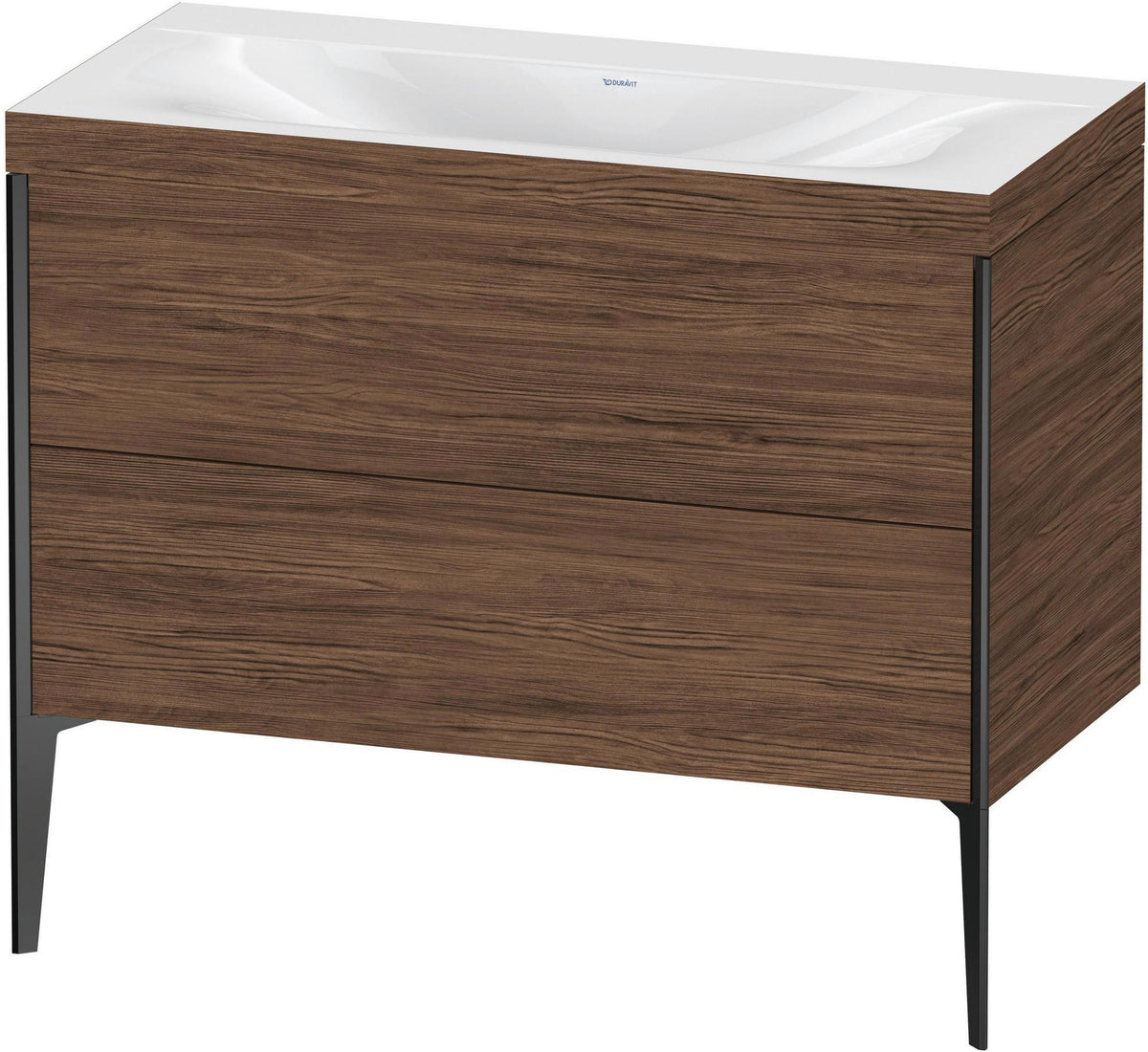 DURAVIT XViu c-bonded Waschtischunterbauset 1000 mm Nussbaum Schwarz Matt 2 Auszüge