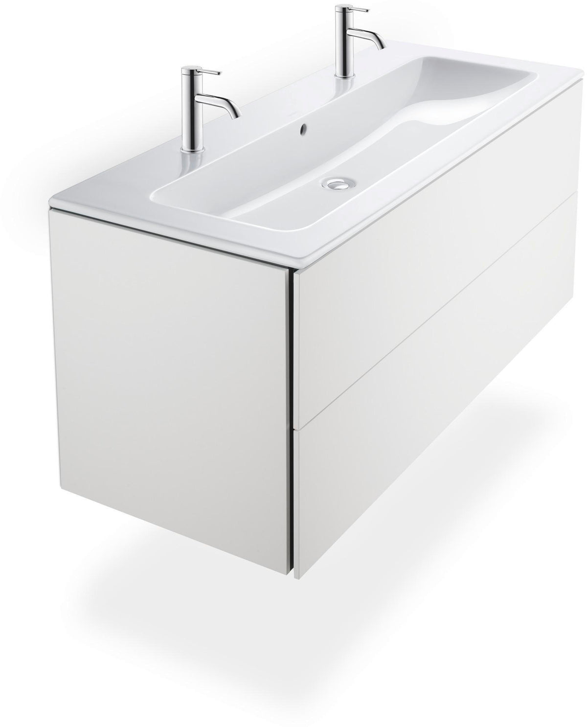 Duravit L-Cube Waschtischunterbau 1220 mm taupe matt mit 2 Schubkästen und Tip-On-Technik