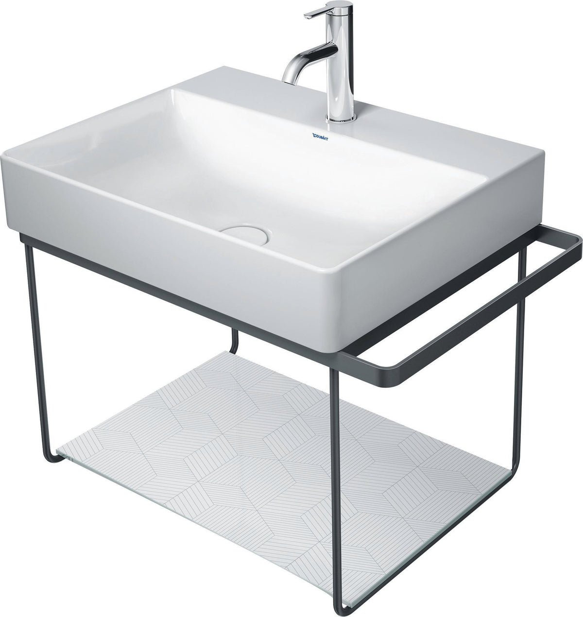 Duravit DuraSquare Metallkonsole mit Handtuchhalter links/rechts in Chrom – 665 mm