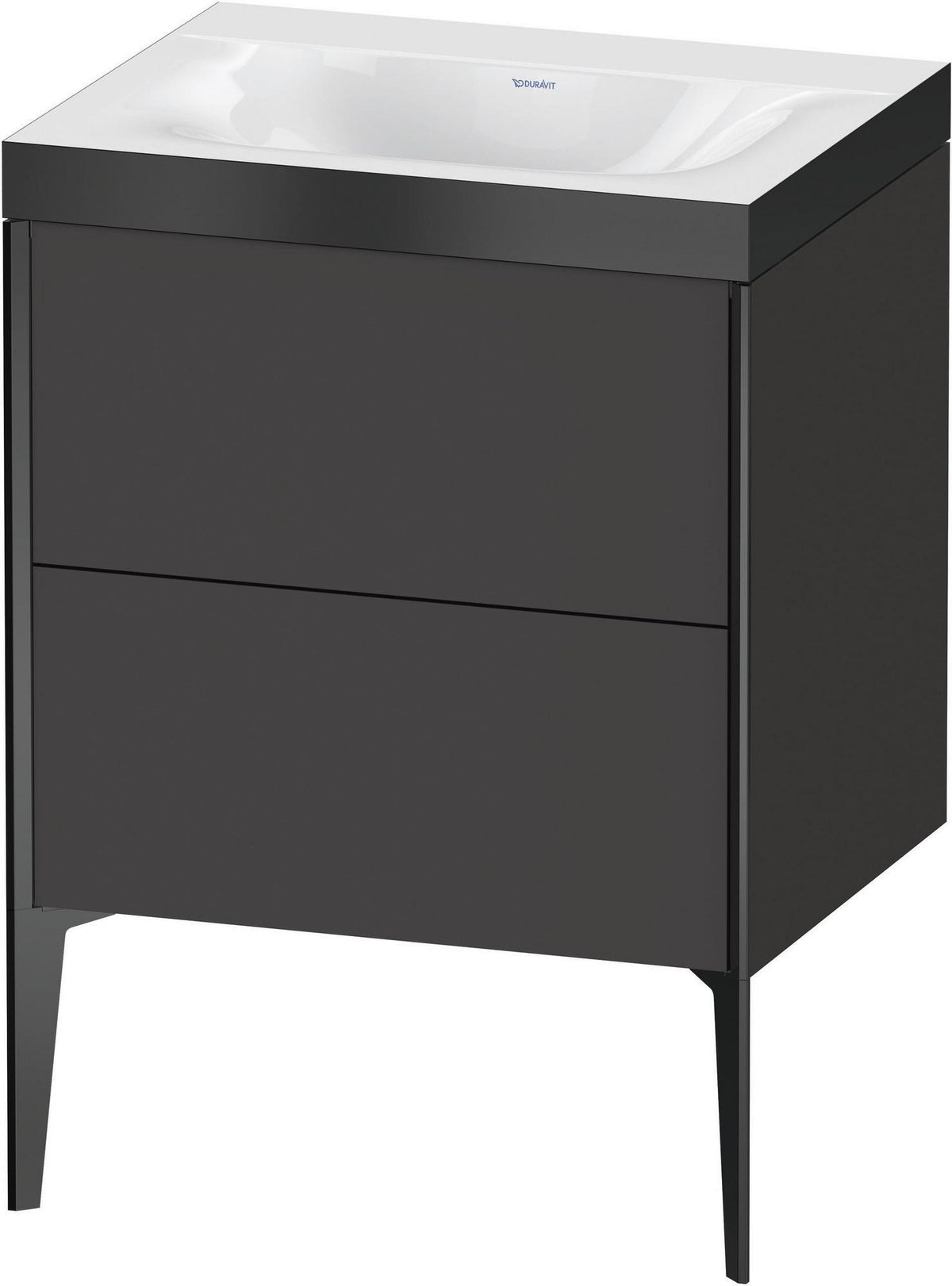 DURAVIT XViu c-bonded Waschtischunterschrank 600 mm, 2 Auszüge, anthrazit, bodenstehend