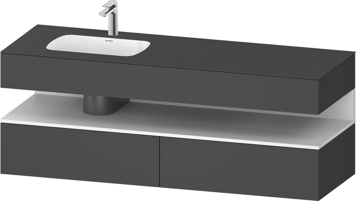 DURAVIT Qatego Studio F. A. Porsche Einbauwaschtisch mit Konsolenwaschtischunterbau 1600 mm Weiß Matt