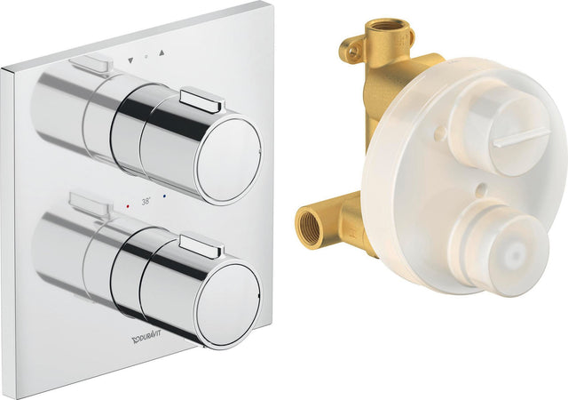 DURAVIT Thermostat Unterputz Set Eckig Chrom – Fertigmontageset mit Thermostatkartusche